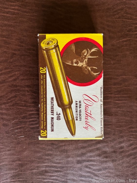 240 Weatherby 86 Gr. 20 Rnds  (Early Bx/Ammo)  WhiteTail Deer Picture Exc.-img-0