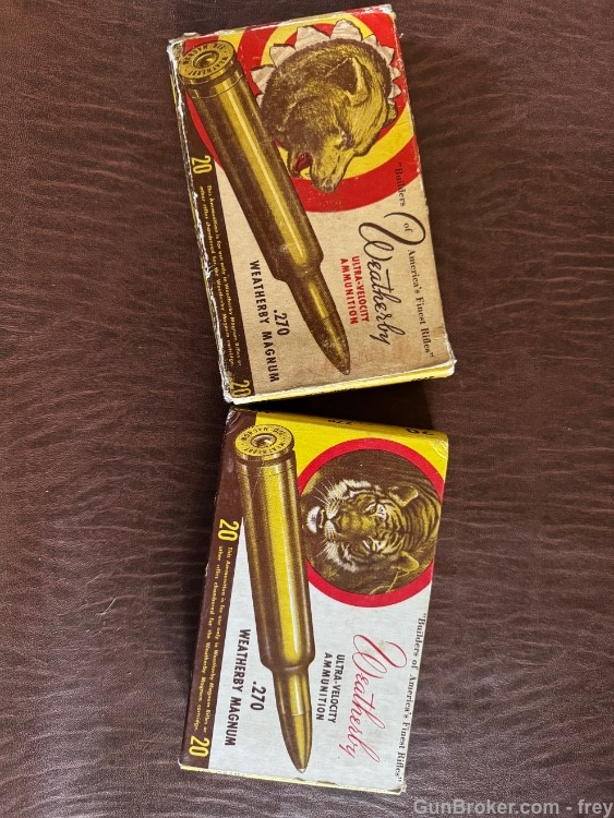 270 Weatherby 150 Gr 20 Rnds (Early 2 Early Boxes & Ammo Tiger/Bear Picture-img-0