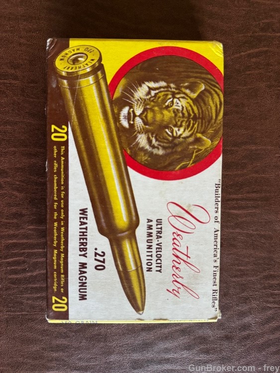 270 Weatherby 150 Gr 20 Rnds (Early 2 Early Boxes & Ammo Tiger/Bear Picture-img-1