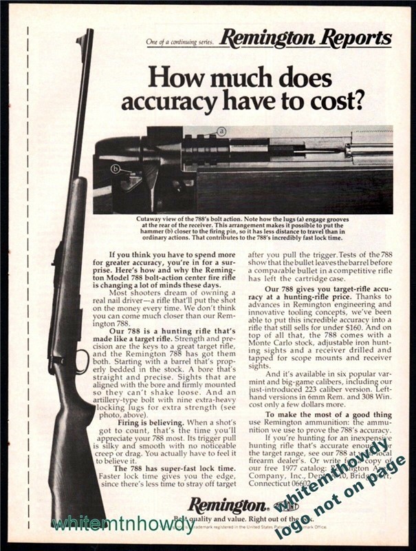 1977 REMINGTON 788 Bolt Act Center Fire Rifle AD Old Gun Advertising-img-0