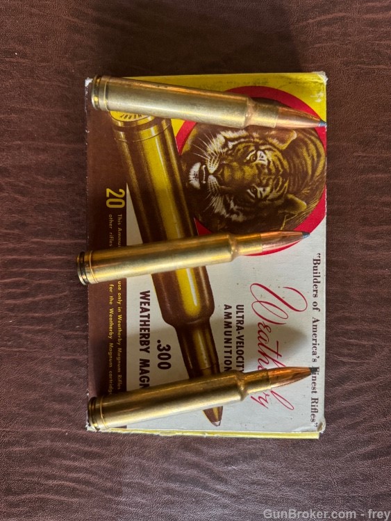 300 WBY  mag 180 Gr SP. 20 Rnds ( EARLY Tiger Box,Ammo )  Excellent -img-4