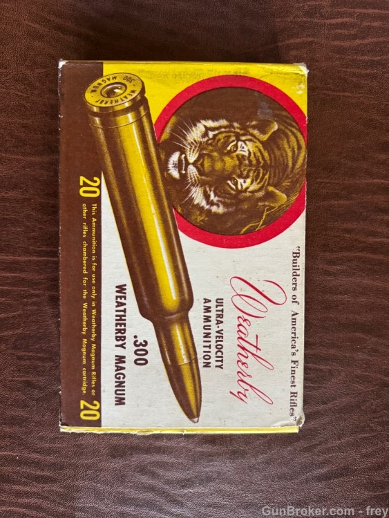300 WBY  mag 180 Gr SP. 20 Rnds ( EARLY Tiger Box,Ammo )  Excellent -img-0