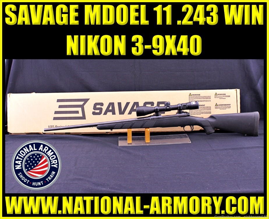 SAVAGE MODEL 11 243 WIN NIKON 3-9x40mm BDC RETICLE SCOPE FACTORY BOX -img-0