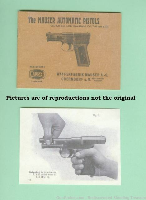 Mauser 1910 1914 Pocket Pistol Owners Manual Reproduction-img-0