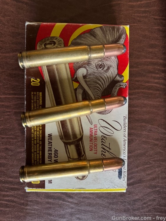 .460 WEATHERBY. mag 500Gr. Sp. (Early ELEPHANT Box,Ammo 20 Rnds) Very Good-img-4