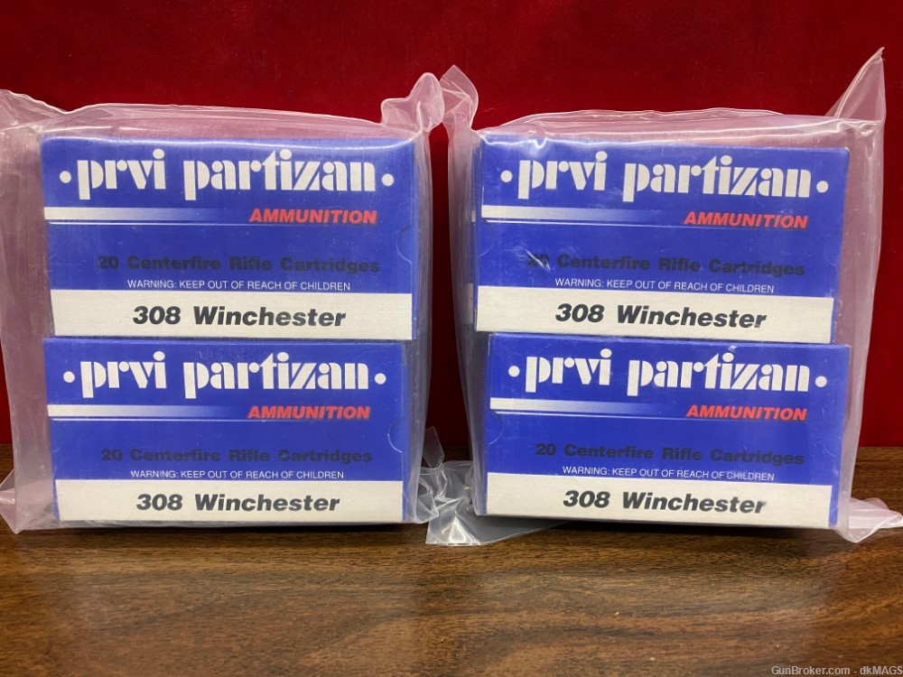 8 20rd Boxes of Prvi Partizan PPU .308 Win. Soft Point 150gr Brass Ammo-img-1