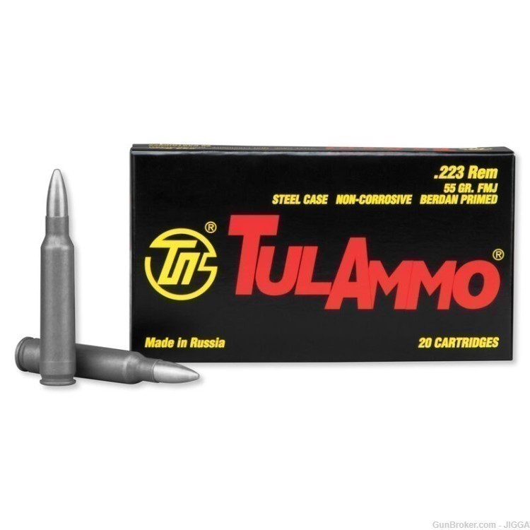 TulAmmo .223 Remington Ammunition 20 Rounds 55 Grain Zinc FMJ 3241fps-img-0