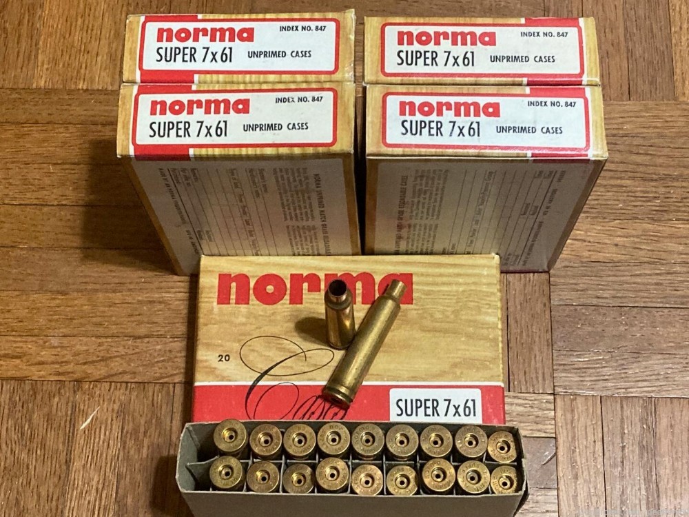 Super 7x61 Brass Rifle Cases Norma 100 pcs NEW UNPRIMED 847-img-2