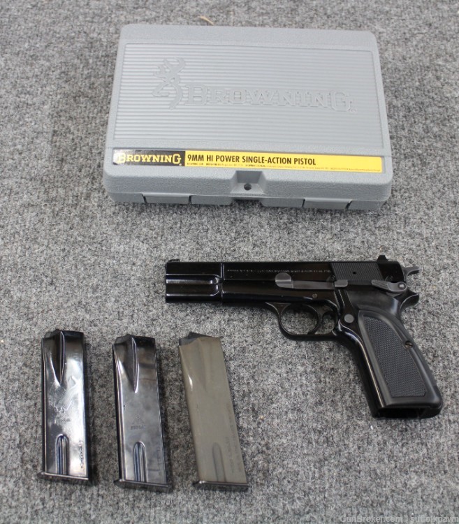 Browning Hi-Power Single Action Pistol w/ Case & 3 Magazines (Used)-img-0