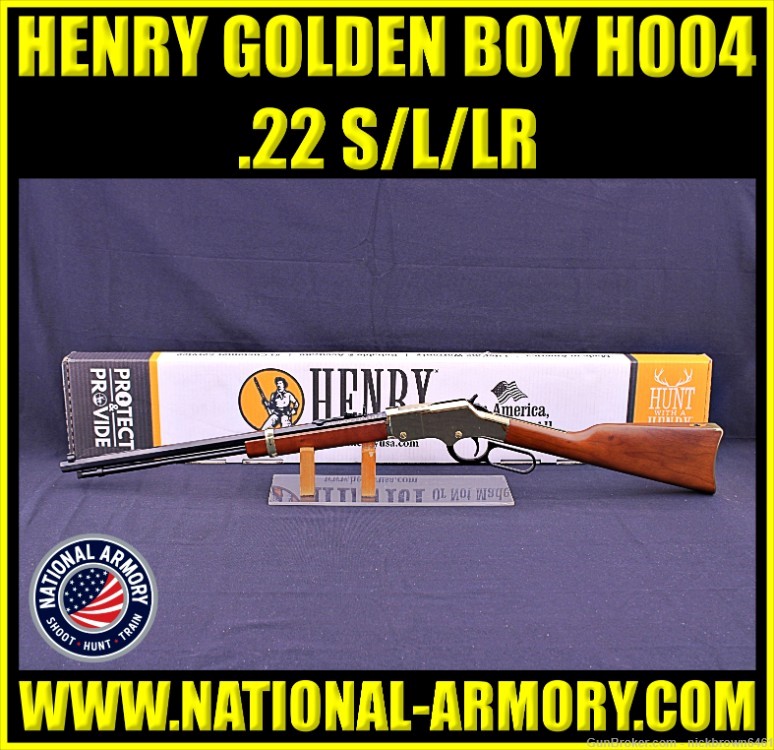LNIB HENRY GOLDEN BOY 22 S/L/LR 22" OCTAGON BBL BRASS H004 LEVER ACTION -img-0