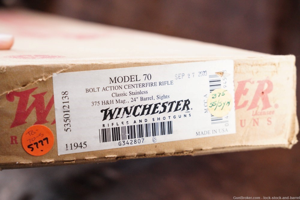 Winchester Model 70 Classic Stainless .375 H&H MAG Bolt Action Rifle & Box-img-30
