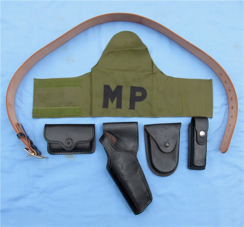 US Army Military Police Black Leather Holster Rig, M9 Beretta, Left Hand-img-0
