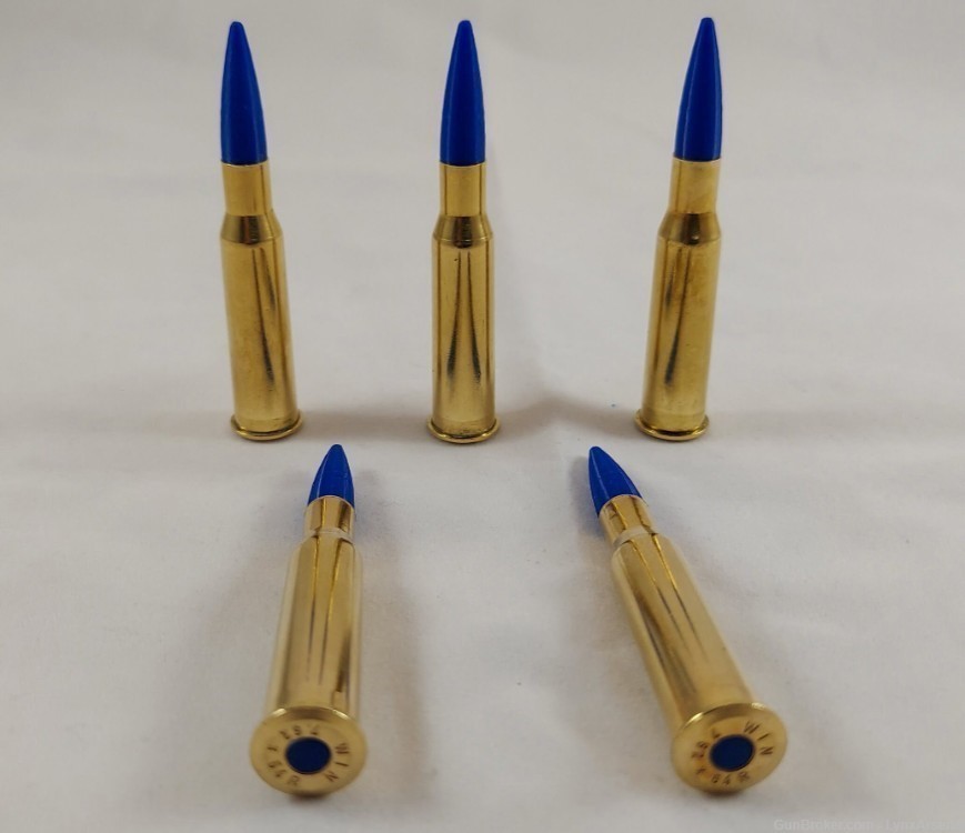 7.62x54R Brass Snap caps / Dummy Training Rounds - Set of 5 - Blue-img-0