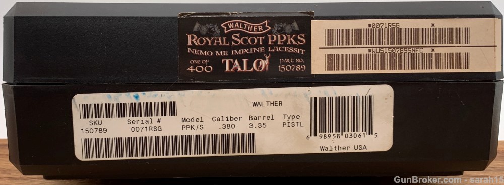 WALTHER FACTORY ENGRAVED ROYAL SCOT PPK/S .380 ACP ORIGINAL BOX 1 OF 400-img-3