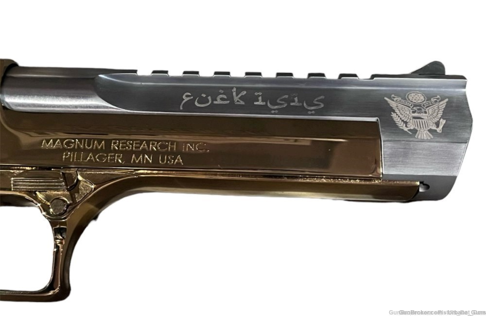 MAGNUM RESEARCH GOLD & NICKEL DESERT EAGLE .50 AE & .44 MAG FUCK ISIS -img-0