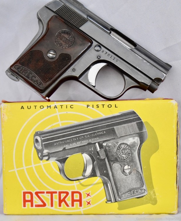 ASTRA Firecat .25 ACP vest pocket pistol made in 1966 with box C&R OK-img-1