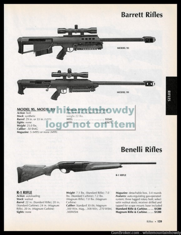 2006 BARRETT Model 468 & 82A1 Rifle PRINT AD Auto-Ornance1927A1 on reverse-img-1