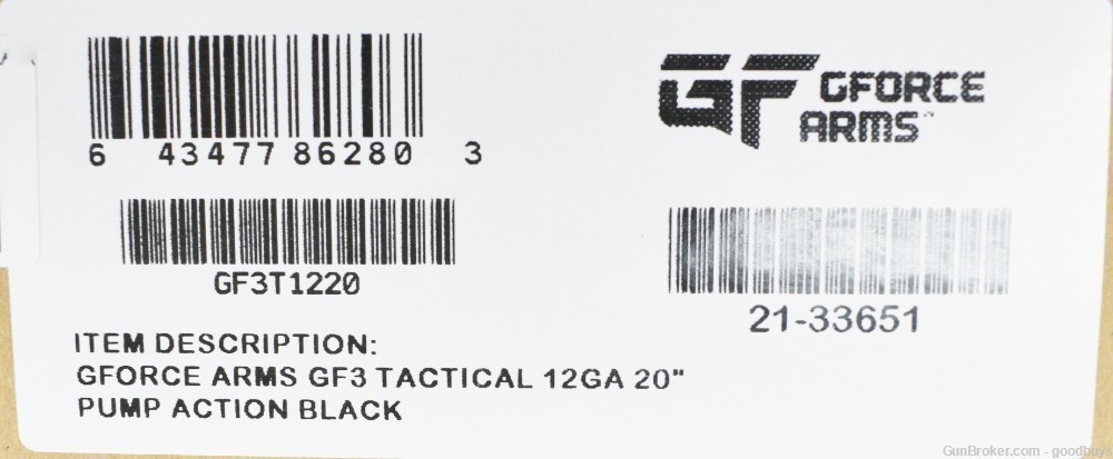 G-FORCE GF3T TACTICAL HOME DEFENSE 12GA GF3T1220 12 GA NIB SALE 20"-img-4