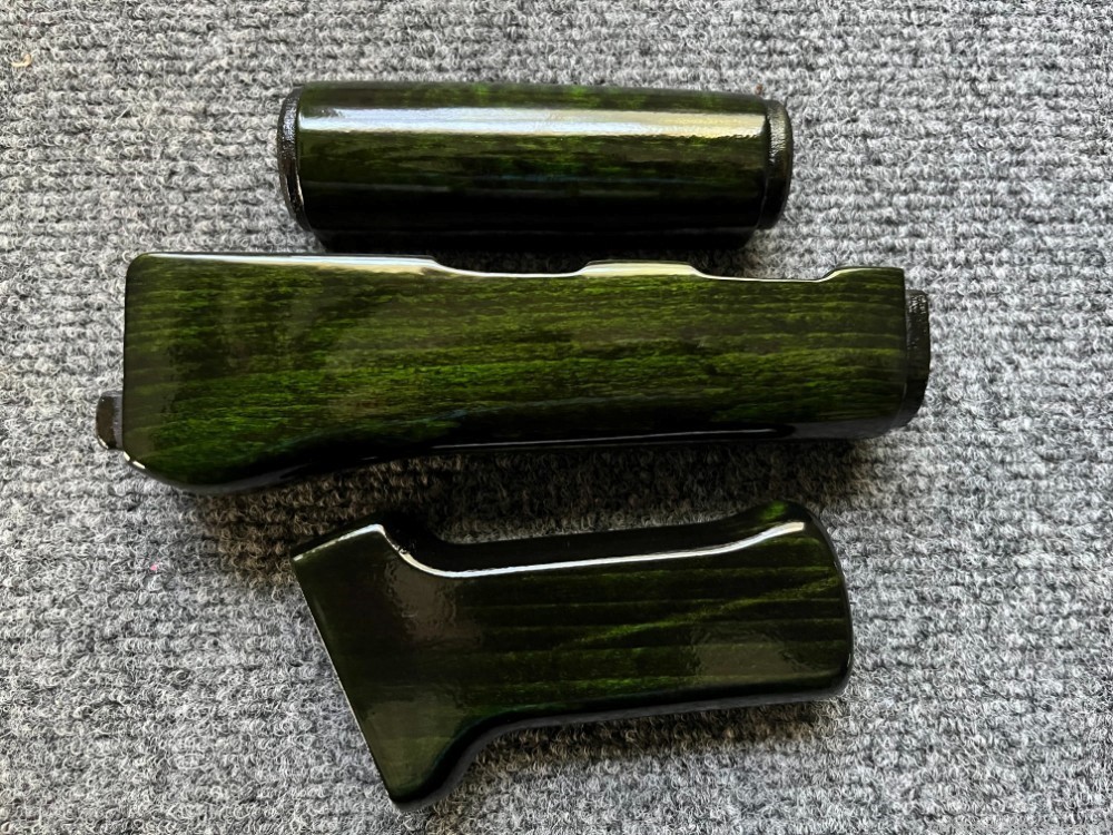 Dark Guard Green Solid Wood AK Handguards + Pistol Grip Set-img-2