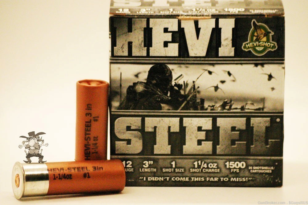 12 GA HEVI STEEL 12 GAUGE 3" Shell No.1 SHOT 1¼ oz Shot Charge 1500FPS 25 -img-0