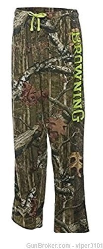 Youth Browning Full Camo Moinf Buckmark Lounge Pant Safety Green - XLARGE-img-0