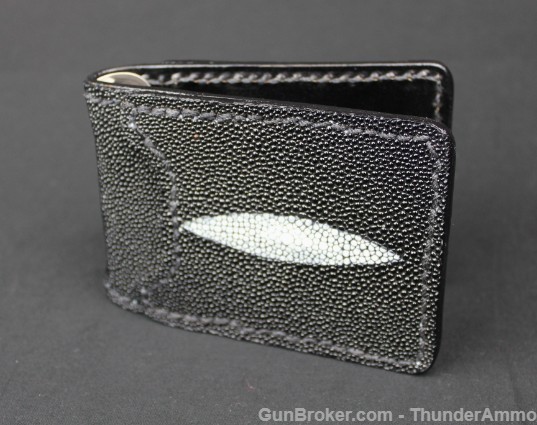 Wicho Leather Creations Stingray Skin Money Clip Billfold Wallet Cardholder-img-0