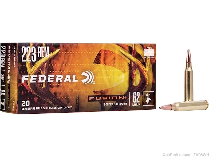 3 Boxes 60 Rds Federal Fusion Ammunition 223 Remington 62 Grain-img-0