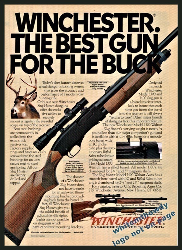 1990 WINCHESTER Model 1300 Slug Hunter Pump Shotgun PRINT AD-img-0