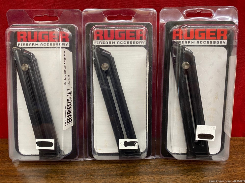 3 Ruger Mark III .22LR 10rd Magazines Mags Clips Blued-img-0