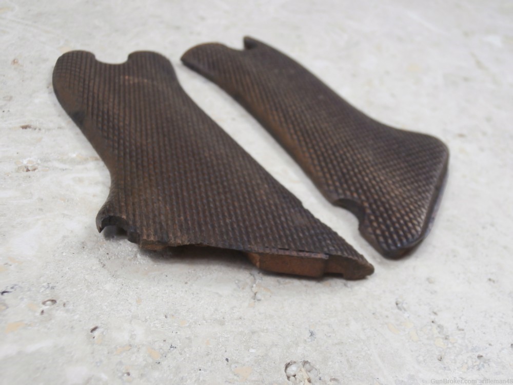 WWII Original German P08 Luger Wood Grips, E/655, Very Good Condition-img-3