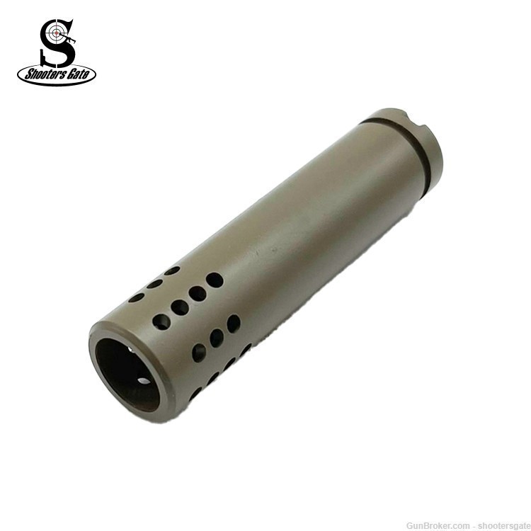 AK 47 14X1MM left hand, round ports muzzle device, 3.5'', FDE, shootersgate-img-1