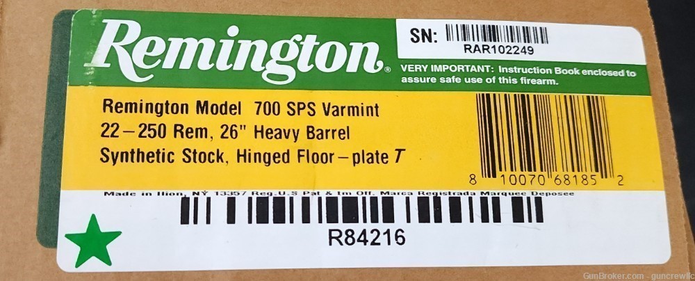 Remington R84216 700 SPS Varmint 22-250 Rem Black 26" HB Layaway-img-10