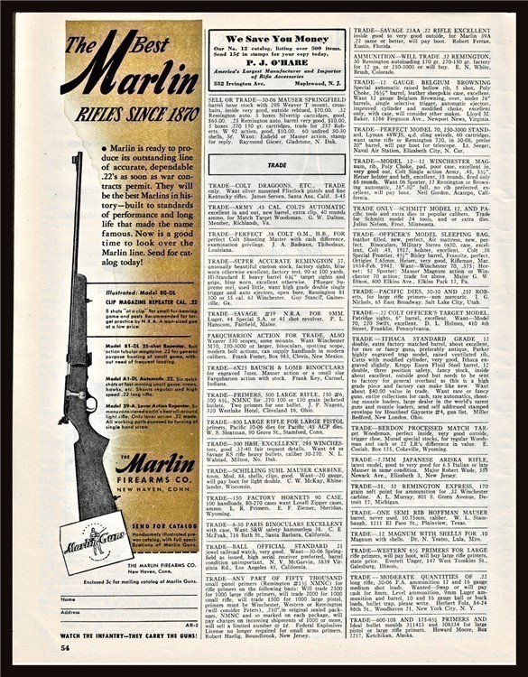 1945 MARLIN Model 39-A .22 Bolt Action Rifle PRINT AD-img-1