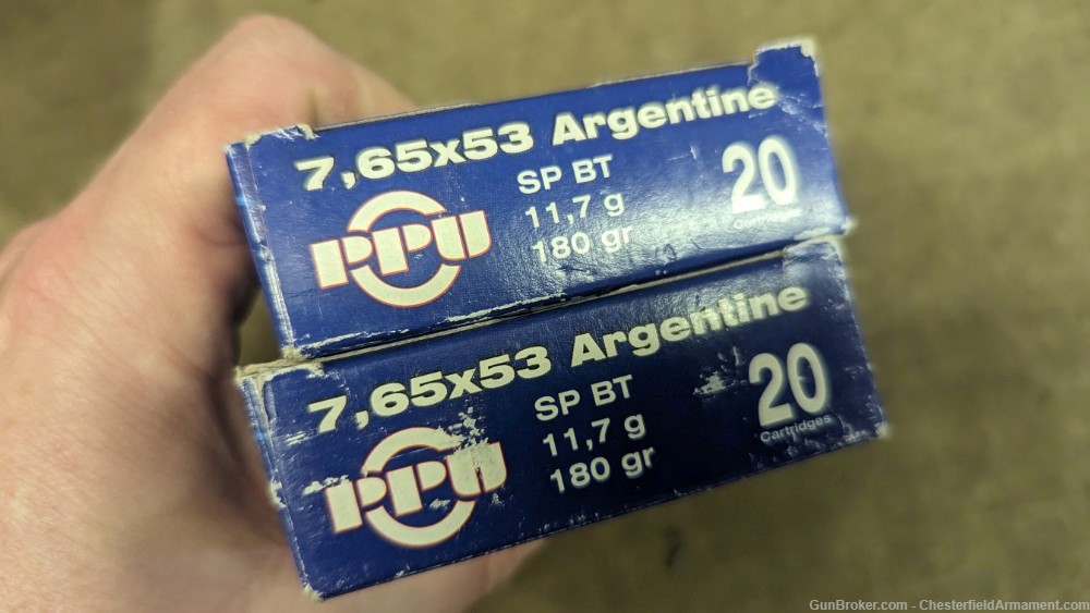 PPU 7.65mm Argentine Mauser 180-gr SP ammo *Lot of 40 rounds*-img-1