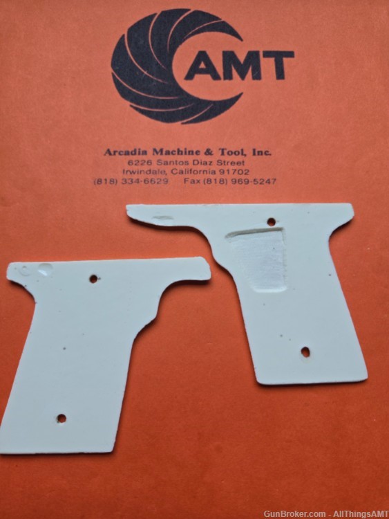 AMT Large Frame Backup Custom grips w/medallions - Faux Ivory/Bone-img-2