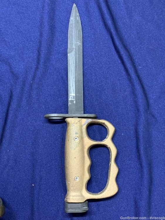 US Military M7 M-16 Brass Knuckle Trench Knife Bayonet + Scabbard-img-2