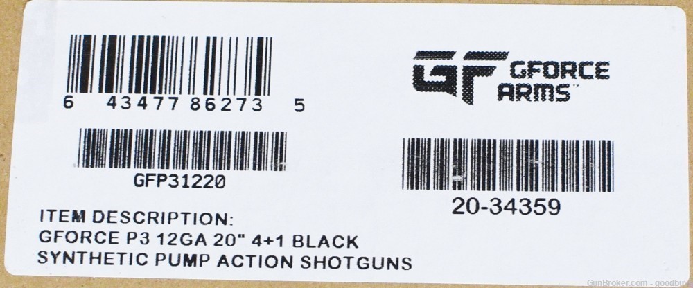 G-FORCE GFP3 12GA GFP31220 12 GA 20" HOME DEFENSE PUMP NIB SALE 870-img-4