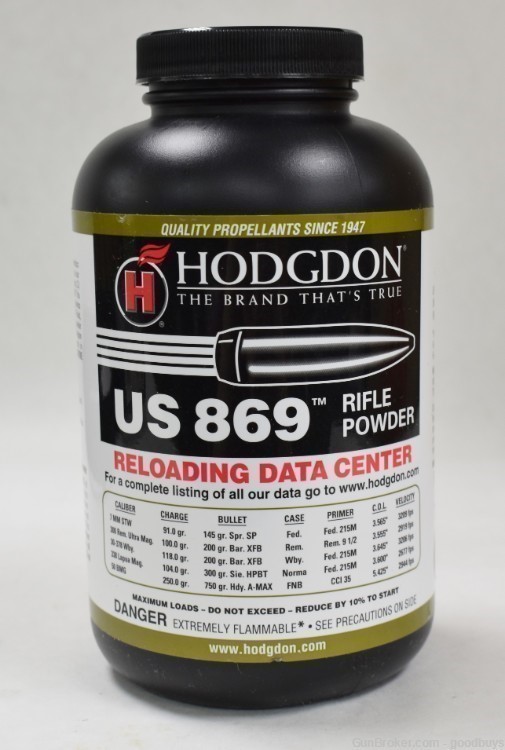 1LB HODGDON US 869 RIFLE POWDER US869 RELOADING AMMO NIB-img-0