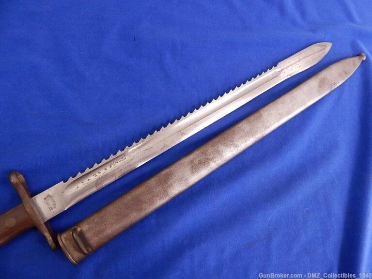 WWI WW1 Swiss Schmidt Rubin Sawback Bayonet with Scabbard-img-2