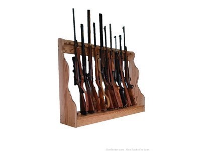 Oak Wooden Vertical Gun Rack 12 Place Long Gun Display