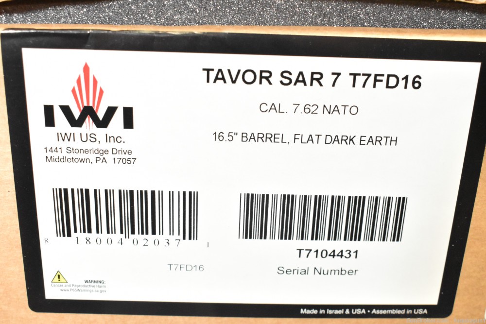 IWI Tavor SAR 7 FDE 7.62 NATO 16.5" T7FD16 Tavor-Tavor-img-9