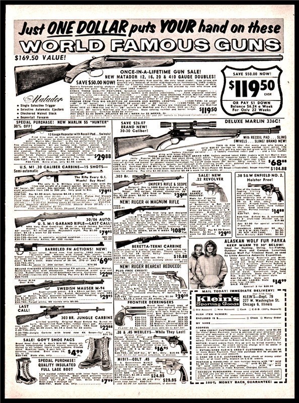 1962 MATADOR Shotgun Marlin 336C Klein's PRINT AD-img-0