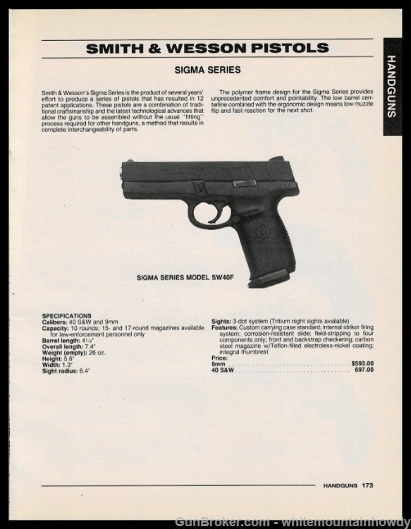 1996 SMITH & WESSON SW40F Sigma Series PRINT AD-img-0