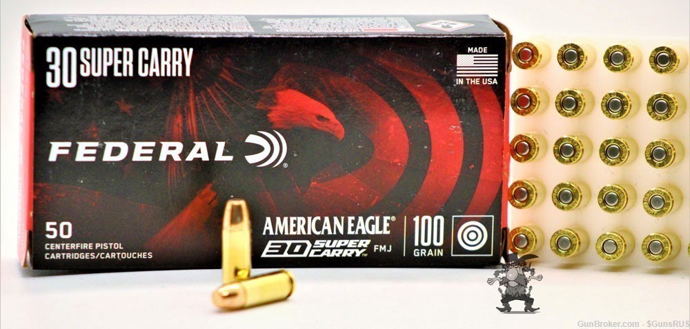 30 Carry FEDERAL American Eagle 30 Super Carry 100 Grain FMJ Brass 50 RDS-img-0