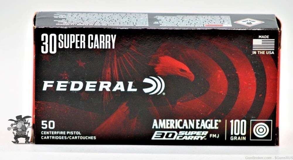 30 Carry FEDERAL American Eagle 30 Super Carry 100 Grain FMJ Brass 50 RDS-img-4