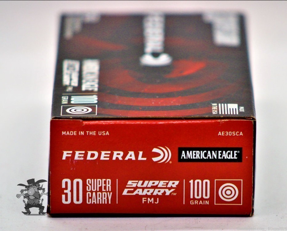 30 Carry FEDERAL American Eagle 30 Super Carry 100 Grain FMJ Brass 50 RDS-img-3