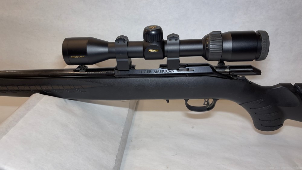 ruger american bolt action rifle. .22 Win Mag, Nikon Scope 2-7 iron sights-img-6