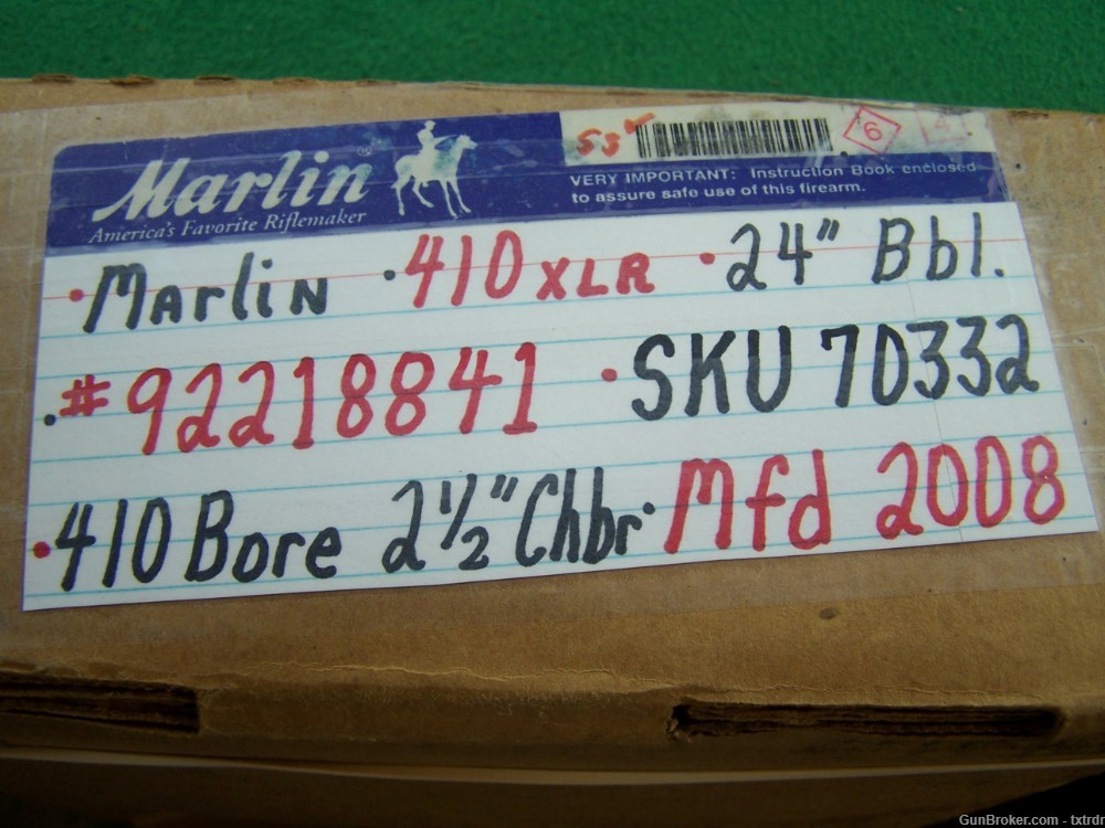 RARE & COLLECTIBLE MARLIN 410 XLR, 410, 24"BBL, MFD 2008, JM MARKED BBL-img-2