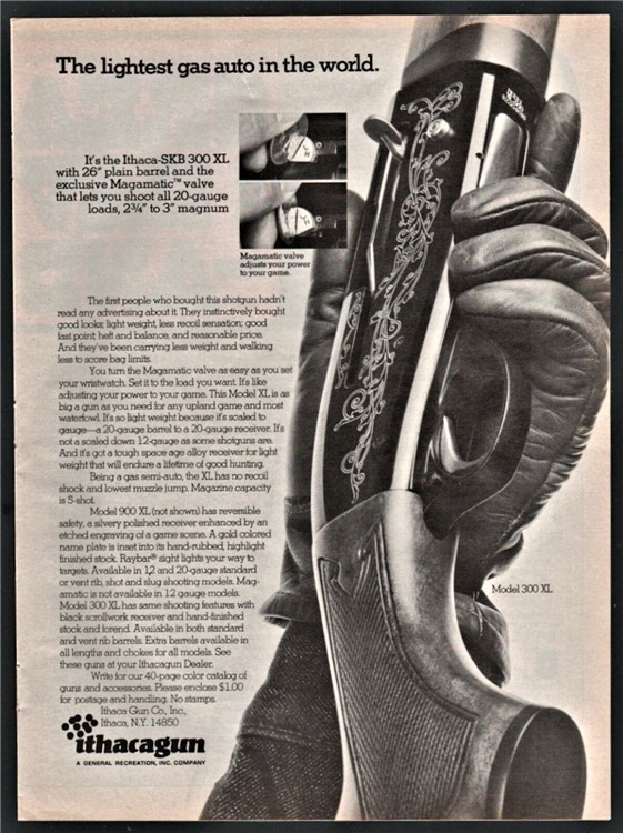 1976 ITHACA 300XL Shotgun Original PRINT AD-img-0
