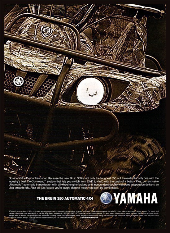 2005 YAMAHA Bruin 350 4x4 ATV PRINT AD Collectible Advertising-img-0